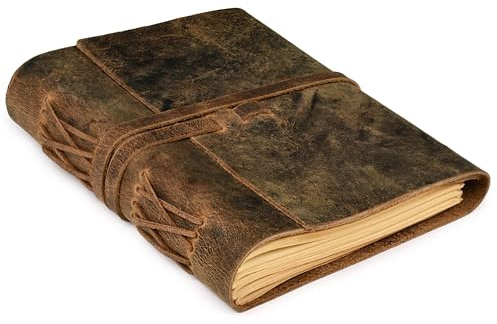 LEATHER VILLAGE Lined Paper Leather Bound Journal-260 Pages, Rustic Brown, 8 X 6 Inches (A5) - Book of Shadows - Writing Notebook, Daily Notepad, Travel Diary For Women/Men