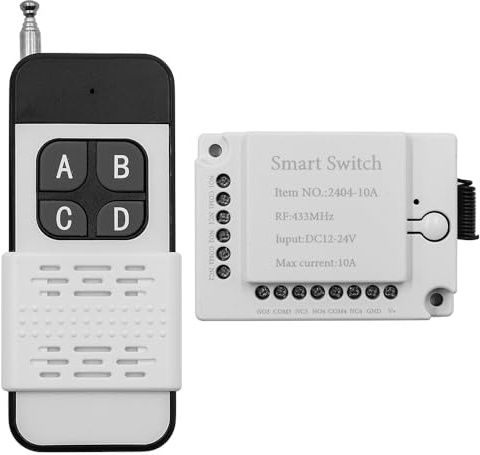 ZONADAH DC12-24V Remote Control Switch 328ft Long Rang 4 Channel Universal Wireless Relay Module Board 433Mhz Remote Control Momentary Switch for Wireless Control