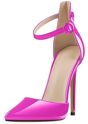 blingqueen Escarpins à talons hauts pour femme, fuchsia verni, 44 EU