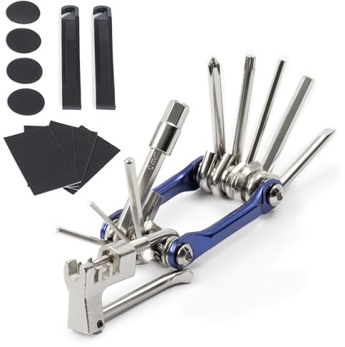 Hillington Bike Repair Kit - Compact Ultimate Bike Repair Multi Tool Kit - Durable and Portable Bicycle Tool Kit Set with Folding Multitool, Tyre Levers and Puncture Maintenance Kit