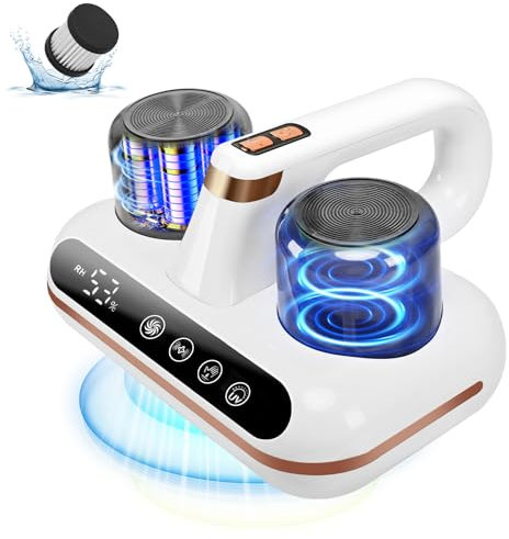 Aspiratore Battimaterasso,1000W Aspirapolvere cordless con sensore acari e display LED intelligente, aspirapolvere con luce UV, rimuove il 99,9% degli allergeni, per materassi, letti, divani