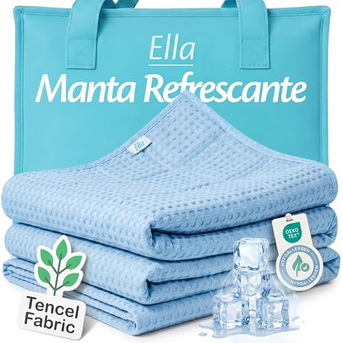 Coperta Rinfrescante Estiva, Coperta Refrigerante Letto in Tessuto Tencel Traspirante, Coperta Raffreddante Fresca per Dormire Bene, 135x200cm - Celeste
