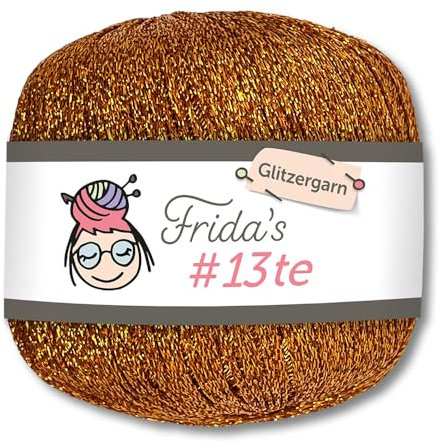 Frida's Wollhaus Frida's 25 g #13te Glitzergarn Häkelgarn Effektgarn Metallic Häkeln Stricken Wolle Garn 18 Farben (1312 | Gelbgold)