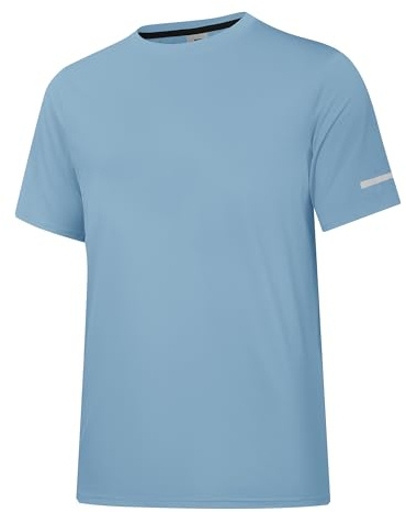 Men's Rash Guard UPF 50+ Sun Protection Clothing Short Sleeve T-Shirts for Men Lightweight Quick Dry SPF UV Swim Tees Grey-Blue 08-M
