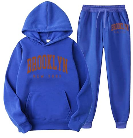 Mens Two Piece Outfits Sets Casual Tracksuits Tiger Printed Leisure Jogging Set 2 Piece Hoodie with Hood and Pockets Sports Pants Tracksuits Hippie Outfit Gym Track Suit Xmas Gift A-Blue