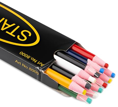 Lotsdonxia 12 Pcs Tailor's Chalk Pencils – Water-Soluble Sewing Marking Pencils for Fabric Craft, Free-Cutting, Multi-Colour Sewing Accessories (Random Colours)