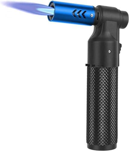 Torcia da cucina a butano, ricaricabile, portatile, a butano, regolabile, per campeggio, grill, cucina, saldatura, barbecue, (senza gas) (blu)
