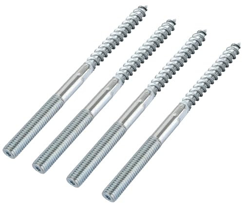 Lot de 10 vis à double filetage M10, M10 x 200 mm, en acier au carbone, vis à bois Torx à double filetage pour fixation de colliers de serrage et montage de meubles