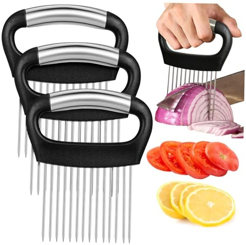 ABOOFAN 3Piezas Soporte para Cebolla con Función Doble Herramienta de Corte y Ablandador de Carne Cortador de Verduras para Rebanar Tomates Patatas y Cocina