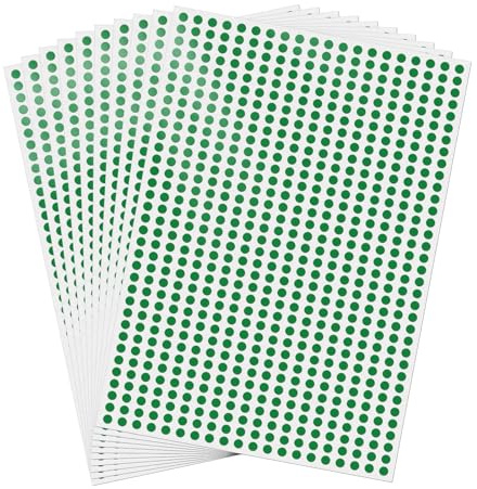 FINDAT 7000 PCS Autocollants Points Verts 6mm Étiquettes de Codage Couleur Points Adhésifs Imperméables Auto-Adhésifs Cercle Autocollants Ronds pour École Bricolage Calendrier