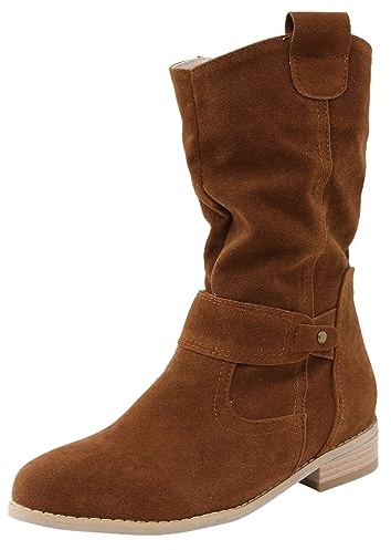 Generisch 2025 botines mujer invierno tacón alto cremallera Outwear botines negros clásicos botines negros gruesos malla transpirable botas frescas, marrón, 38 EU