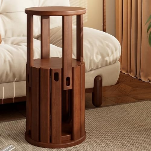 Juego de 4 taburetes apilables de madera, mesas auxiliares de madera maciza, no requiere instalación, para sala de estar, dormitorio, cocina, comedor