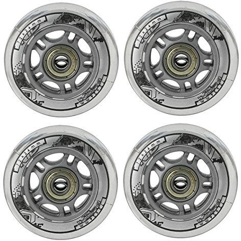 Lot de 4 roues inline - Pour patinage de loisirs - En polyuréthane 72 mm / 82A - Avec 8 roulements ABEC7Nils