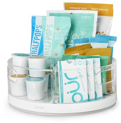 YouCopia Crazy Susan Turntable, Divided Lazy Susan Organiser with 3 Clear Bins for Kitchen Cupboard and Pantry Storage
