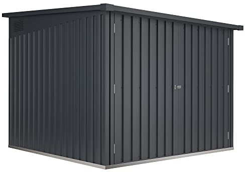 Wasabi - Armadio in Metallo per Biciclette 4,2m2 Moser – 204x206x163cm - Binari inclusi per 4 bici – Porta Doppia Ampia – Chiusura con Catenaccio – Prese d'Aria per Ventilazione – Armadio Esterno