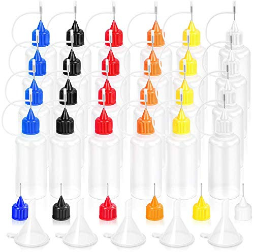 Aplicador de Botella de Pegamento con Punta de Aguja Herramienta de Quilling DIY Pintura, Botella de Precisión de aceite de aguja 30ml (24pack)