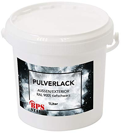 Pulverlack/Pulverbeschichtung 1 Liter Eimer schwarz MATT (Tiefschwarz (RAL 9005))