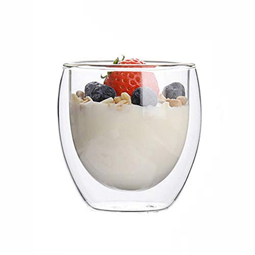 IBLUELOVER Double Walled Glass Mug Coffee Cup 12Oz latte Glasses Transparent Heat-Resistant Borosilicate Thermo Coffee Mug for Hot and Cold Drinks Iced Tea Latte Milk Beer Juice 350ml