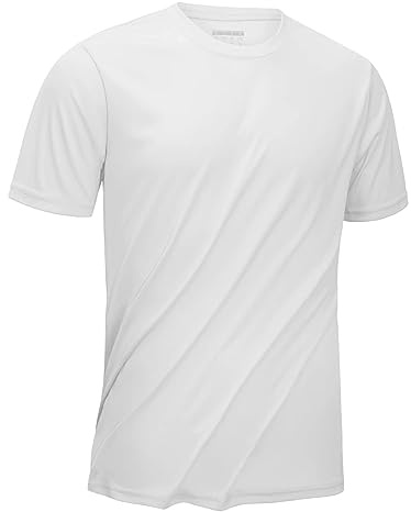 KEFITEVD Herr snabbtorkande elastisk sommar tunn sportig ledig lätt kortärmad T-shirt herr, Vit, S