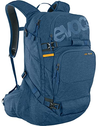 Evoc LINE PRO 30 Touring Backpack (protezione LITESHIELD PLUS, abbraccio del corpo, supporto per sci, supporto per snowboard, tasca per bottiglia d'acqua, tasca per valanghe), blu denim
