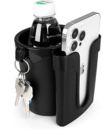 Accmor 3-in-1 Bike Cup Holder with Cell Phone Keys Holder, Bike Water Bottle Holders, Universal Bar Drink Cup Can Holder for Bicycles, Motorcycles, Scooters, Black