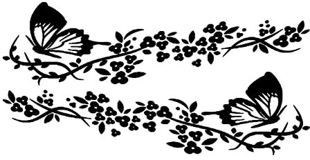 Flower Tendril Car Stickers, 1 Pair of Butterfly Flowers Bonnet Stickers Car Sticker for Body Bumper Rear Window Tuning Sticker Tattoo Car Vine Sticker for Cars SUV Truck 30 cm x 11 cm