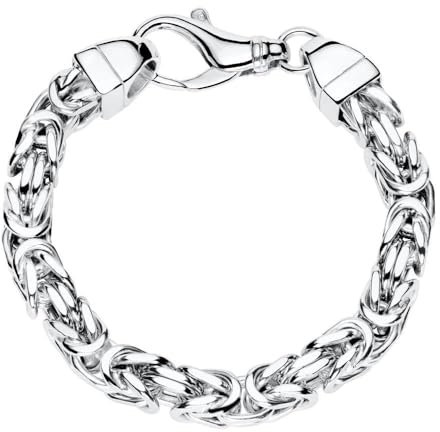 Massives Königsarmband rhodiniert aus 925er Silber, 7,5 mm für Herren JEWLIX 19 cm