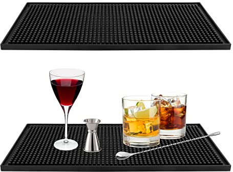 Tampermatte, 2Pcs Tamping Matte aus robustem Gummi Kaffee Tamper Matte Anti-Rutsch Bar Service Mat für Bar Club Küche Café 15x30cm