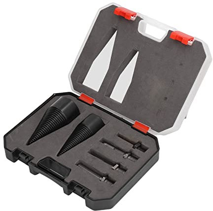 Foret Amovible pour Fendeur de Bûches de Bois de Chauffage, 6 Pièces de Forets pour Fendeur de Bois, Perceuse à Cône Robuste, Cônes de 32 Mm 42 Mm, Mèches de Bûches avec 4