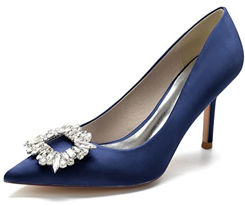 2023 Primavera Super High 8.5cm Tacchi a Spillo Décolleté Scarpe da Donna Punta a Punta Ufficio Tacchi Alti Décolleté Donna Sexy Scarpe da Sposa per Feste,Dark Blue,37 EU