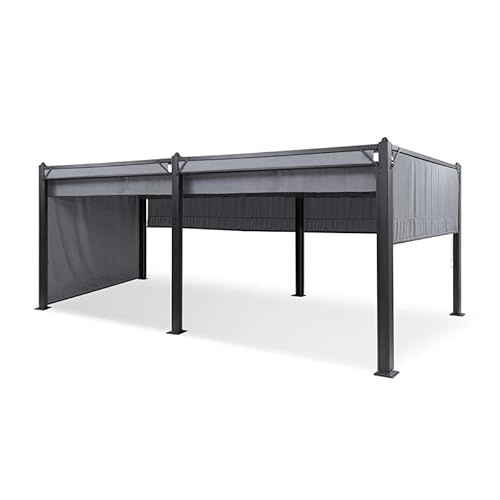 Blumfeldt Pergola Aluminium Polycarbonate 3x6m, Terrasse, Hydrofuge, Tonnelle de Jardin, Kit en Métal avec Cadre, Protection UV, Toit et Côtés en Polyester