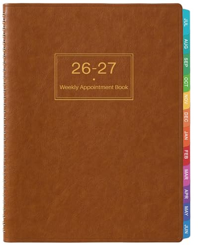 Appointment Book & Planner 2026-2027 - Large 2026-2027 Daily Hourly Planner, July 2026 - June 2027, 8.5 x 11, Appointment Book Plannerwith 15-Minute Interval + Thick Paper + Pocket - Brown