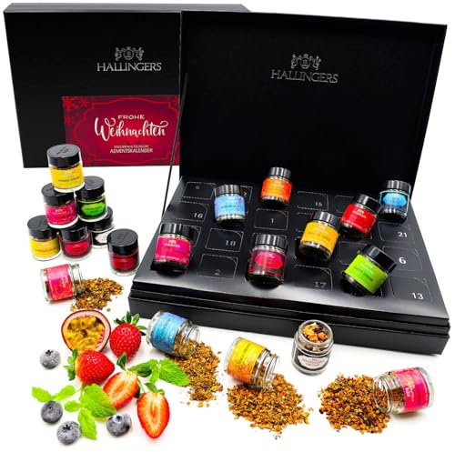 Hallingers Tee & ColdBrew Eistee - Luxus Tee Adventskalender 2025, hochwertige Tees im Glas, für Frauen und Männer, handmade (Set) - Geschenkideen Weihnachten & Geschenke Adventskalender | Genesung Ch
