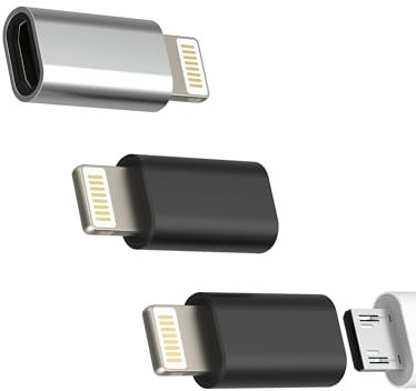 Adapter Micro-USB auf Lightning-Jack-Konverter (3 Pack) für iPhone 14/13/12/11 Pro Max/7/8 Plus/X SE/XS XR, Zubehör für iPad Air, Apple-Kabel