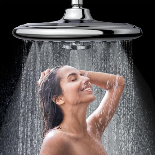 JINYOMFLY Kopfbrause Regendusche 10 Zoll, 7 Duschmodi Hochdruck Kopfbrause Wassersparend, Runder Duschkopf Regendusche Groß, Sparduschkopf 360° Verstellbarer