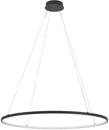 EGLO Parruta Lampadario a LED, lampadario a sospensione per tavolo da pranzo, rotondo, con telecomando, in metallo nero e plastica bianca, luce bianca calda e fredda, diametro 99 cm