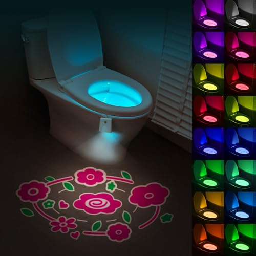 HOTUT Motion Sensor Toalett Natt Lampa, 16 färger Body Motion Sensor Toalettskål Sittlampa, USB Laddbar, Justerbar rörelseaktiverad Toalett Nattlampa med LED Belysning för Badrum (rosa grön)