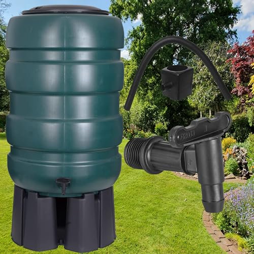 Extra Large Water Butt 250L Traditional Barrel Design Rain Water Collector With Stand & Tap