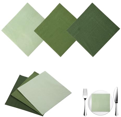 Luckwaii Sage Green Paper Napkins Disposable Party 180 Pcs Table Wedding Cocktail Serviettes 33 x 33cm Holy Communion Napkin for Luncheon Dinner Picnic Baby Shower Birthday Christmas Family Gathering