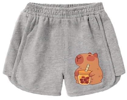 Short pour Filles, imprimé pour Tout-Petits et Enfants, Taille élastique, Confortable, décontracté, pour activités de Plein air Quotidiennes Combinaison Fille Soirée (Grey, 8-9 Years)