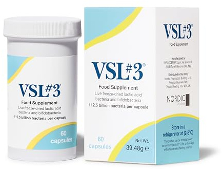 VSL#3 High-Concentration Probiotic Capsules for Gut Health (60 Capsules) - 112.5 Billion Live Bacteria per Capsule - Same Formulation Trusted and Recommended for Over 20 Years by NHS Professionals