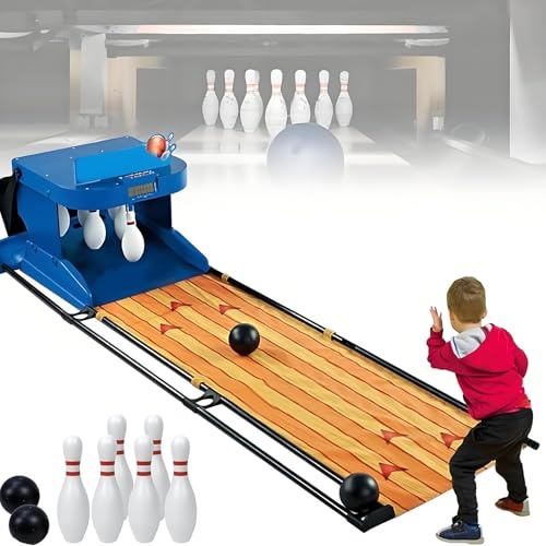 Bowlingset för barn, elektronisk bowlinghall med automatisk återställning, belysning, simulerad ljudeffekt, hopfällbart inomhusfamiljespel, bowlingspel för barn och vuxna 3.5m/11ft