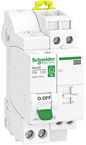SCHNEIDER - Combinado Interruptor Automático + Contacto 1P+N 20A Resi9 XE - Protección y Control a Distancia para Calentador de Agua, Tensión 230V, Instalación Rápida, Conforme a las Normas