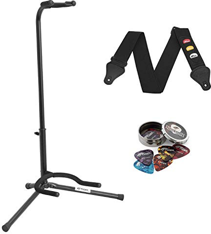 Tiger universal gitarrhållare med gitarrband och plektrum