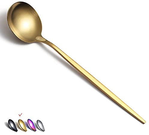HOMQUEN Mattgold Esslöffel, 6 Stück, 8,1 Zoll Große Esslöffel, Suppenlöffel, Dessertlöffel, Löffel, Besteck Für Zuhause, Küche Oder Restaurant, Spülmaschinenfest