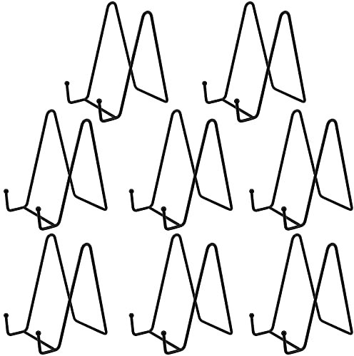 SINJEUN 8 PCS 6 Inch Metal Display Stands, Picture Frame Stand, Black Iron Easel Plate Holder Plate Frame Holders for Display Dish or Book, Tabletop Art, Party Decor