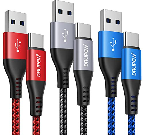 USB C Cable(1M 3-Pack),USB to USB C Fast Charger Cable Nylon Braided,3A Fast Charging Type C Lead Compatible with iphone 15 16 Pro Max,Samsung Galaxy S22+ S21 S20 Ultra S10 S9 A20e A21s,Moto G7