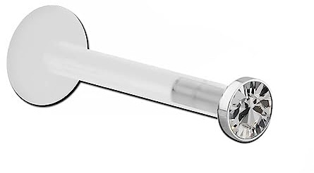 Inoki - Micro labret Bioflex Cristal 2.35mm serti acier - Tige 1.2 mm, Long. int. 7 mm, Élém. 2.35 mm - Cristal