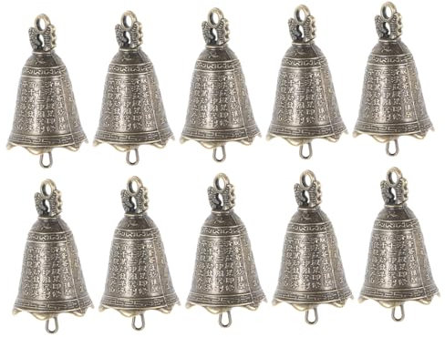 Amosfun 10pcs Antique Bell Charm Vintage Bells Metal Diy Hanging for Crafts Keychain Pendant Charm for Chime Christmas