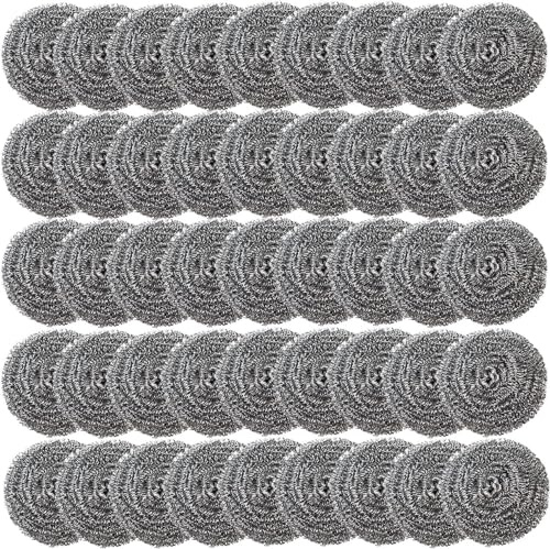 Scourer Steel Wool Scrubber, Heavy Duty Durable Kitchen Cleaning Tools Stainless Steel Wire Sponges for Cleaning Dish Pots Pans Grills (Size : 50 Pack)